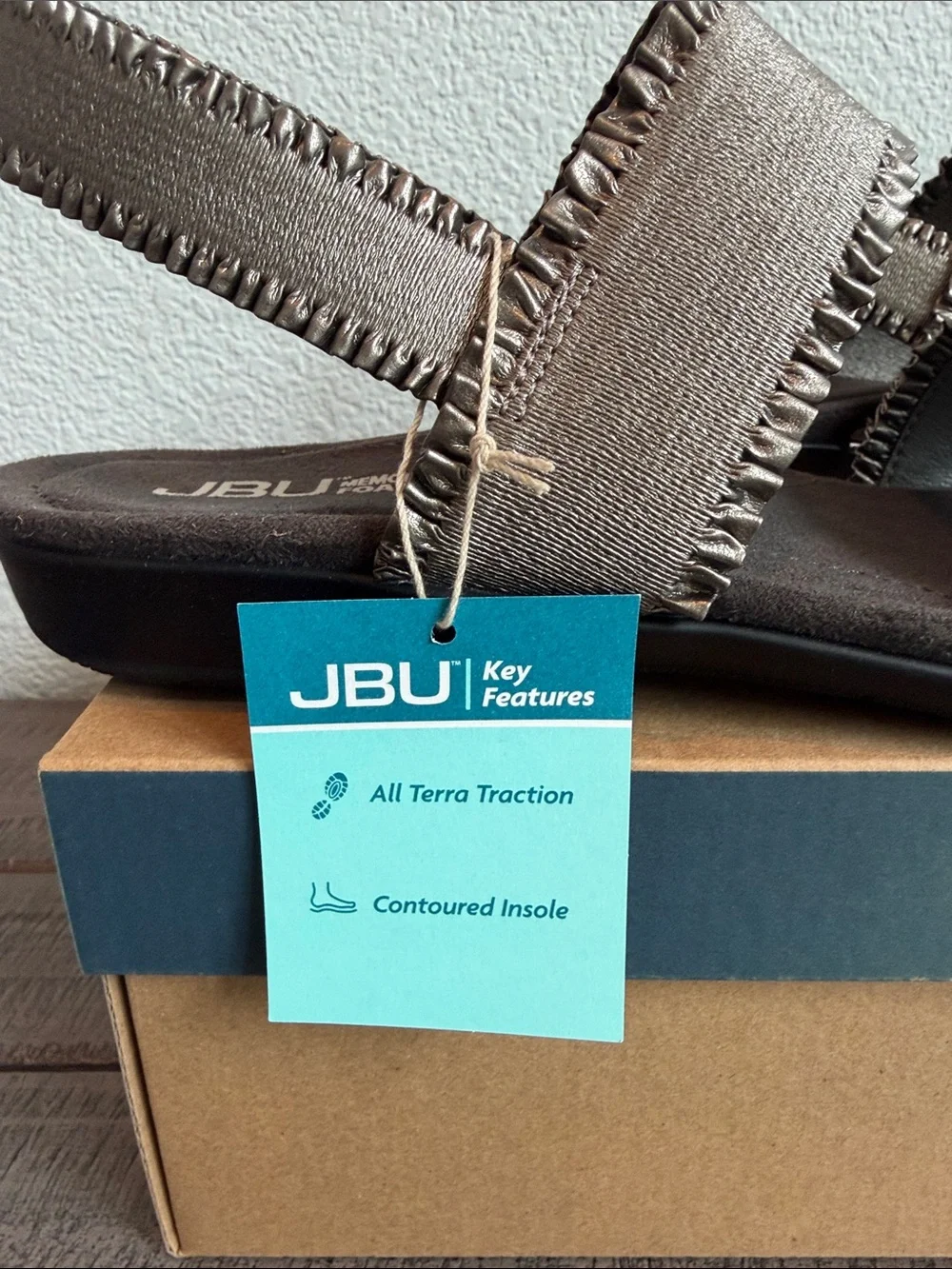 JBU Azores Gunmetal Fringe Strap Women’s Sandals NIB